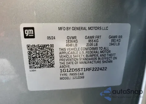 2024 Chevrolet Malibu Lt from USA, damaged, VIN 1G1ZD5ST1RF222422